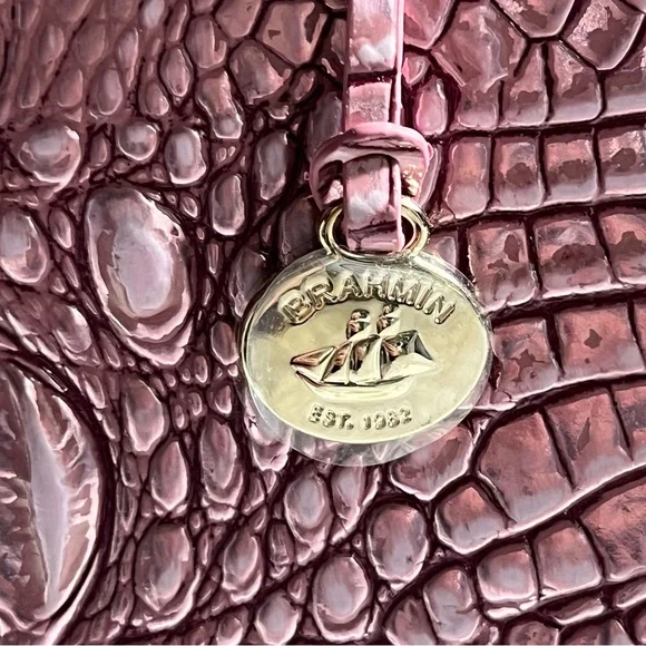 BRAHMIN LARGE Tote Bag Leather Caroline Mulberry Potion Melbourne Purse NWT - Picture 10 of 16